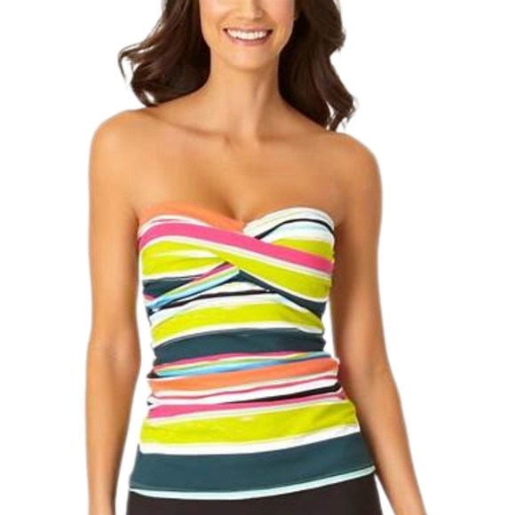 Anne Cole Multi Color Tankini Striped Swim Set, Size XS - Picture 2 of 7
